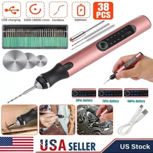 Electric Engraving Pen W/37 Bits Cordless/DIY Rotary Engraver Wood Stone Carving - Picture 1 of 11
