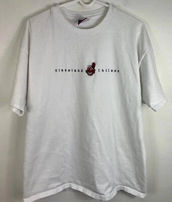 Vtg Cleveland Indians Tshirt Chief Wahoo Embroidered Logo Champion Brand Fits L - Image 1 of 4