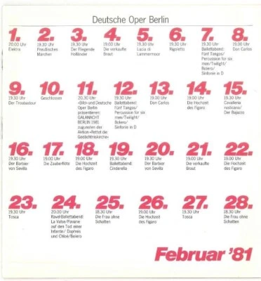 Programm Deutsche Oper Berlin Frau ohne Schatten Rysanek, Brenneis, Hollreiser - Bild 1 von 2