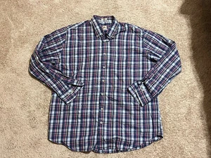 Peter Millar Mens Cotton Purple Blue Plaid Long Sleeve Button Down XL Collared - Picture 1 of 4