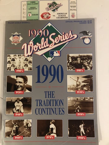 1990 MLB World Series Ticket & Program - Cincinnati Reds vs Oakland Athletics Cover