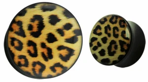 Ohr Piercing Schmuck Plug Flesh Tunnel Stopfen mit Leopard Motiv, 4-16mm Stärke - Bild 1 von 2