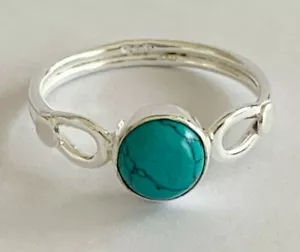 925 Sterling Silver Turquoise Gemstone Ring Stack Stackable Size 6 7 8 8.5 9 - Picture 1 of 3