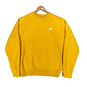 Felpa Nike uomo piccola gialla bianca logo swoosh pile interno minimal palestra top - Foto 1 di 12