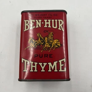 Vintage BEN-HUR Pure Thyme Spice Tin 1 1/2oz 42.525 Grams LA-San Fran Portland - Picture 1 of 5
