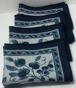 Juego de 4 manteles individuales azul oscuro con diseño floral 18"x13" usados tejido grueso - Imagen 1 de 6