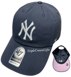 MLB New York Yankees ('47 Brand) Ballpark Clean Up Hat Vintage Navy Pink - Picture 1 of 6