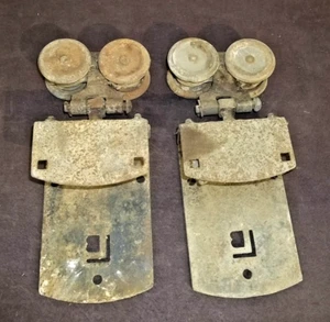 Pair Antique LB Barn Door Rollers Trolleys Primitive Salvage - Picture 1 of 4