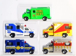 Matchbox & Hot Wheels- "Ambulance"- Loose W/Large PVC Cases-Lot Of 5. - Picture 1 of 17