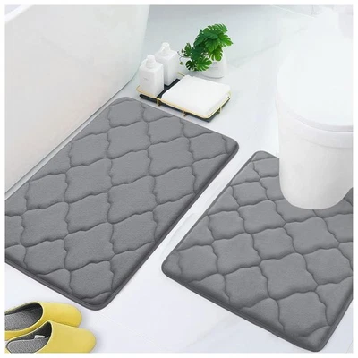 Juegos de alfombras de baño de espuma viscoelástica 2 piezas - Alfombra de baño 32x20 + Conto en forma de U 24x20... Foto 1 de 4