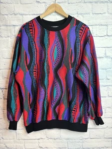Suéter De Colección Abstracto Estilo Texturizado 3D Muesca Superior Multicolor Talla L Biggie Cosby - Imagen 1 de 9