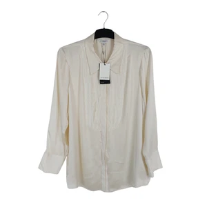 M&S Autograph Size 20 Ivory Silk Pintuck Front Long Sleeve Blouse *NEW DEFECTS* - Picture 1 of 11