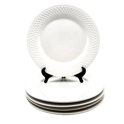 5件套Oneida WICKER白色餐盘10 3/4英寸篮子编织石器二手状况完好 — 第 1/4 张图片