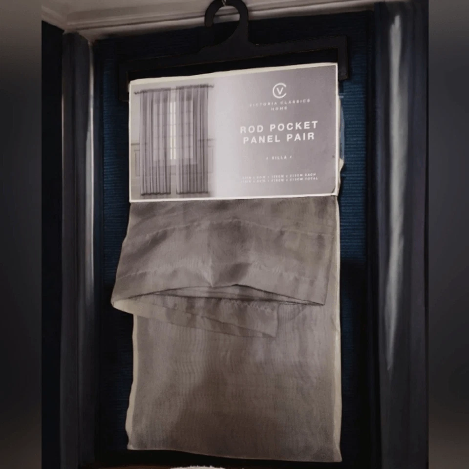 PAR DE PANELES DE BOLSILLO VICTORIA'S CLASSIC HOME ROD *VILLA* 55"X84"ea Nuevo PLATA/GRIS Foto 1 de 4