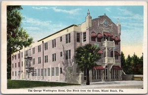 Vintage 1920s MIAMI BEACH Florida Postcard "The George Washington Hotel" Kropp - Picture 1 of 2