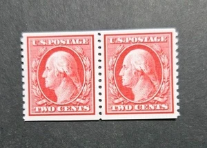 Timbres US SC# 388 1910 2c George Washington paire de bobines réplique - Photo 1 sur 2