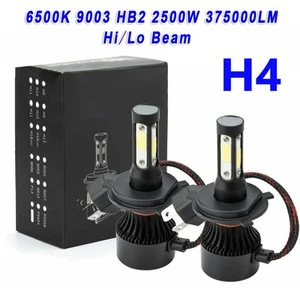 2x Car Auto H4 4-Sided COB LED Chips Headlights 6000K-6500K Lamps 375000LM Bulbs - Picture 1 of 12