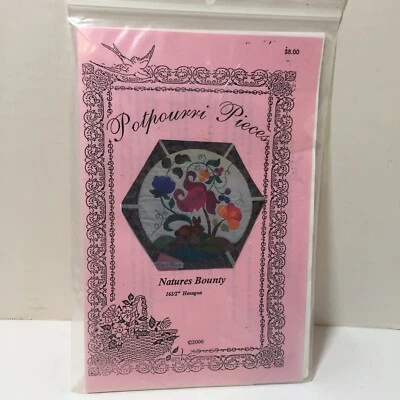 Natures Bounty Quilt Pattern 16.5" Hexagon Potpourri Pieces Applique - Image 1 of 3