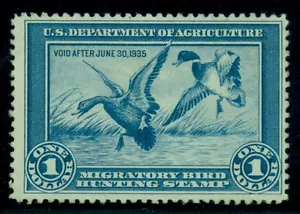 US #RW1 $1.00 Mallards, unused - partial to no gum, F/VF, Scott for no gum $175 - Picture 1 of 1