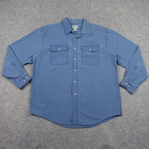VINTAGE LL Bean Shirt Mens Large Blue Denim Chambray Long Sleeve Casual Work VTG - Picture 1 of 12