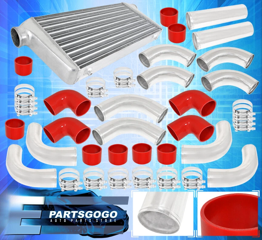 31"X11.5"X3" Front Mount Intercooler+3.0" T6061 Aluminum Pipe Piping Kit Red - Image 1 of 1