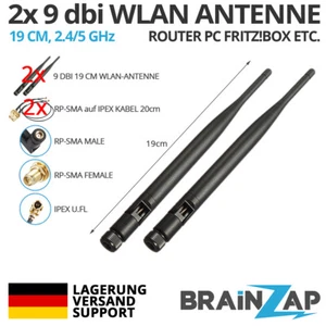 2x 9db WLAN Antenne Anschlusskabel RP-SMA WiFi Antenne Router, PC Fritz!Box - Bild 1 von 1