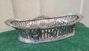 Rare Vintage Antique French Jardiniere Neo Classical Silver Plated Bronze Basket - Bild 1 von 12