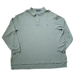 Polo Ralph Lauren Polo Shirt Mens 3XB Green Pony Logo Long Sleeve Preppy - Picture 1 of 17