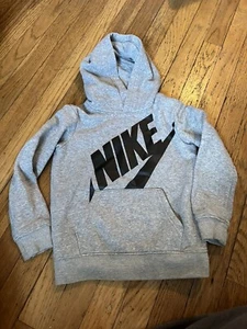 Vintage Logo Nike Long Sleeve Logo Hoodie Sweatshirt Gray Kids Toddler Size S - Picture 1 of 2
