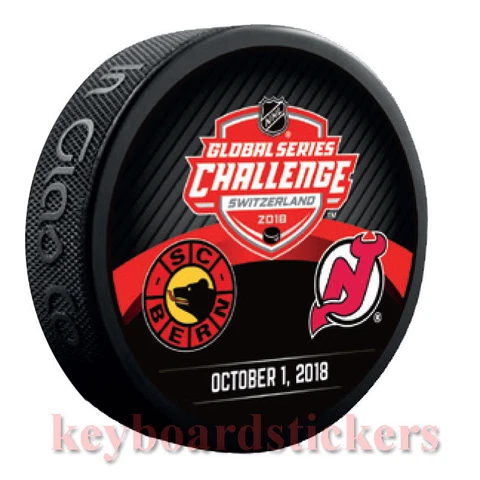2018 Global Series Challenge Switzerland Dueling Puck New Jersey Devils SC Bern Cover