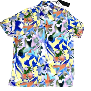 AKOO Evolution Camp Shirt M Floral Tropical Watercolor Abstract Print SS Button - Bild 1 von 17