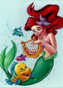 THE ART OF DISNEY, ARIEL AND FLOUNDER, OFFICIAL STAMPED POST CARD - Picture 1 of 2