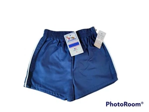 Pantalones Cortos Vintage Buster Marrón Para Niño Talla 6 Azul Marino Blanco Tuberías NUEVOS CON ETIQUETAS - Imagen 1 de 6