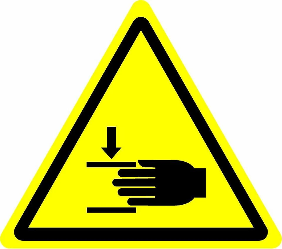 KPCM DISPLAY LTD ISO Safety Label Sign - International Warning Crushing of hands Symbol