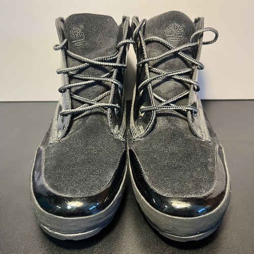 Timberland donna taglia 6 stivali chukka sdraio stivaletti neri in pelle verniciata