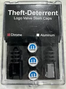 MOPAR Valve Caps; Theft Deterrent, Logo Valve Stem Caps CHROME - Picture 1 of 3