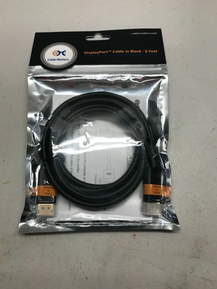 Cable Matters Gold Plated DisplayPort to DisplayPort Cable 6 Feet 4K Resolution - Image 1 of 1