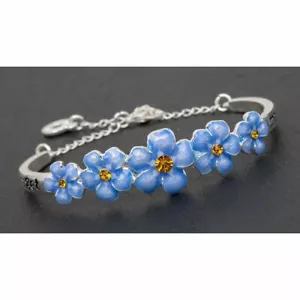 Equilibrium Silver Plated Forget Me Not Pretty Bangles - Foto 1 di 1