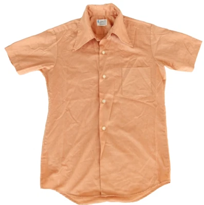 Vintage 70's Towncraft Penn-Prest Boys 12 Short Sleeve Button Up Shirt Brown - Image 1 of 4