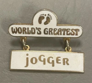 VINTAGE HANG TEN WORLDS GREATEST JOGGER PINBACK PIN - Picture 1 of 2