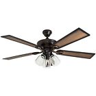 Glenmont, 52 Inch Farmhouse LED Ceiling Fan with Light, Pull Chain, Three Mou...