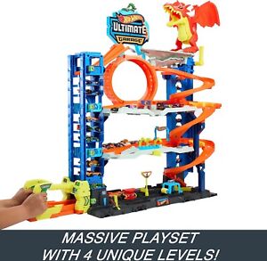 Hot Wheels City Ultimate Garage Playset with 2 Die-Cast Cars, Toy Storage for 50
