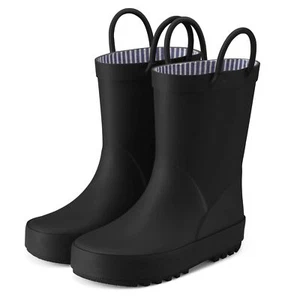 Rubber Rain Boots for Toddler Girls Boys Waterproof Kids Rain Boots with Handles - Picture 1 of 9