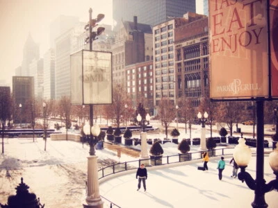 V1448 Cityfront Illinois Chicago USA Snow Winter Decor WALL POSTER PRINT UK - Image 1 of 4