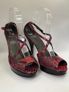 Stuart Weitzman Damenschuhe rot Schlangenlederimitat hochhackige Plateau 8 M (SW16)pmg - Bild 1 von 18