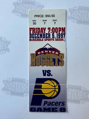 1997 Indiana Pacers Denver Nuggets Ticket 12/5/97 Reggie Miller Chris Mullin - Image 1 of 2