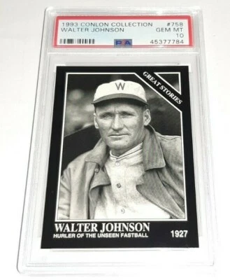 1993 Conlon Collection #758 Walter Johnson Card Graded PSA 10 Gem Mint Pop 1 - Image 1 of 2
