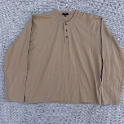 Burberry London Shirt Adult Extra Large Tan Henley Thin Cotton Long Sleeve XL - Image 1 of 4