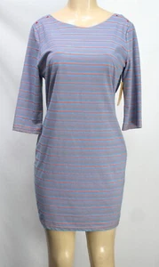 Esley Women's Dress Stretch Stripes Elbow Sleeve Multicolor Size L - Picture 1 of 7