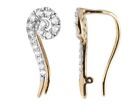 Ladies 10K Yellow Gold Real Diamond Swirl Designer Dangle Earring .12ct